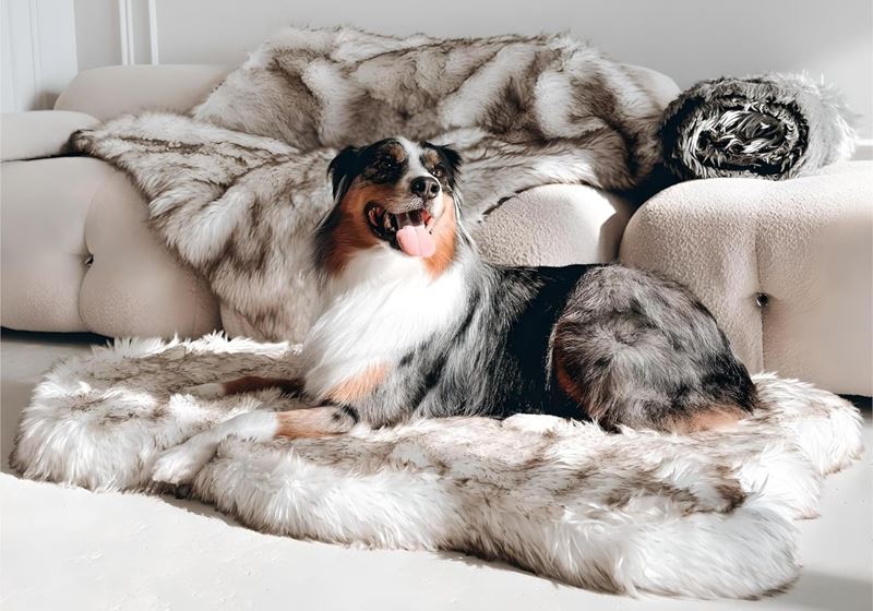 IHAPPYDOG Luxury Faux Fur Orthopedic Dog Bed with memory foam and faux fur cover, designed for ultimate comfort and support.